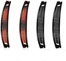 4 x Plain Classic Banana Hair Clip Ponytail Clincher Comb Clip Brown & Black