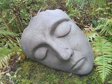 STONE GARDEN ABSTRACT MODERN ART LYING SLEEPING FACE STATUE HEAD ORNAMENT