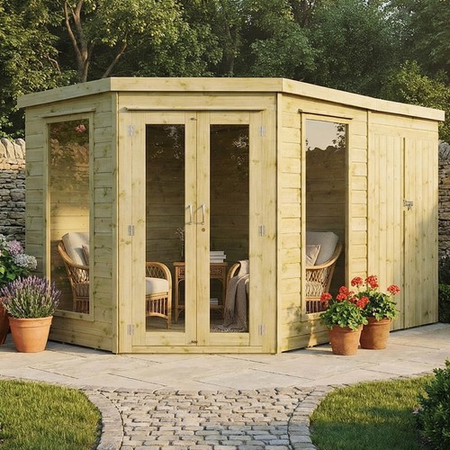 11x7 wooden corner summerhouse - 11x7,