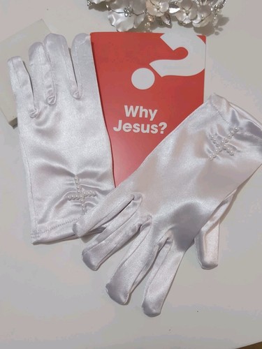 White satin short glove holy - satin,