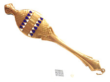 ART NOVEAU GILDED SILVER LORGNETTE CIRCA 1900 WITH BLUE & WHITE ENAMEL DESIGN!