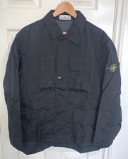 Black Stone Island Nylon Metal Watro Overshirt Full Zip Shimmer Jacket Mens XL