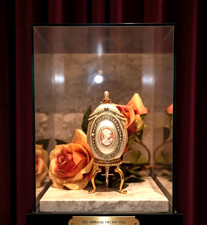 Antique Imperial Russian Faberge Egg Natural Egg 24k Gold CAmeo Photo Music egg