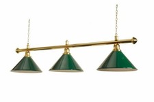 Pool Snooker Table Light Brass Green 3-Shades Island Lighting Rosetta