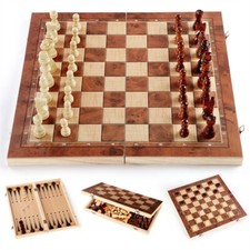 XL Large Chess Wooden Set Folding Chessboard Pieces Wood Board Chess Board -39CM