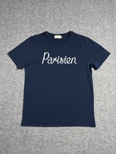 MAISON KITSUNE Parisien T-Shirt Big Logo Short Sleeve Blue Size XL