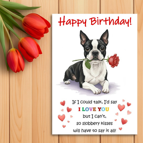 Boston terrier birthday - birthday, card