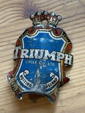 Vintage Triumph Bicycle Coloured Metal Advertising Badge 