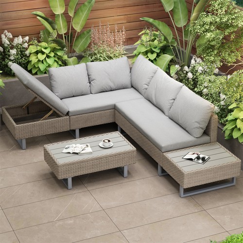 Rattan garden furniture set - garden,