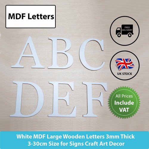 White mdf large wooden letters - mdf,
