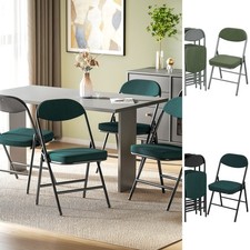 Fabric Padded Folding Chairs Set of 4, Foldable Chairs with Steel Frame