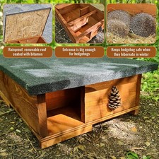 Handmade Luxury Hedgehog House – Weatherproof Garden Shelter Nest Box, Wildlife