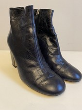 Zara Navy Blue Leather Ankle