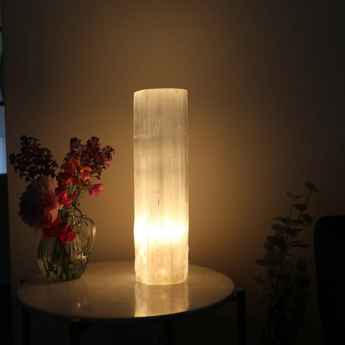 Selenite cylinder lamp - cylinder, crystal