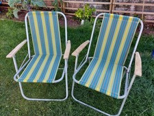 Retro deck chairs Pair of Matching Vintage Folding Chairs