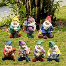 7pcs Resin Outdoor Gnomes Garden Statue Fairy Gardens Decoration Miniature