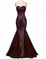 NEW Evening Formal Party Ball Gown Prom Bridesmaid Fishtail Sequins Dress 6-22