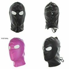 Leather PU Mask headgear Head Hood Open Eye Cosplay roleplay club headmask Toys