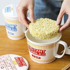 Ceramic Instant Noodle Bowl Microwave Safe Soup Holder Cup Pot Dorm Home Kitchen