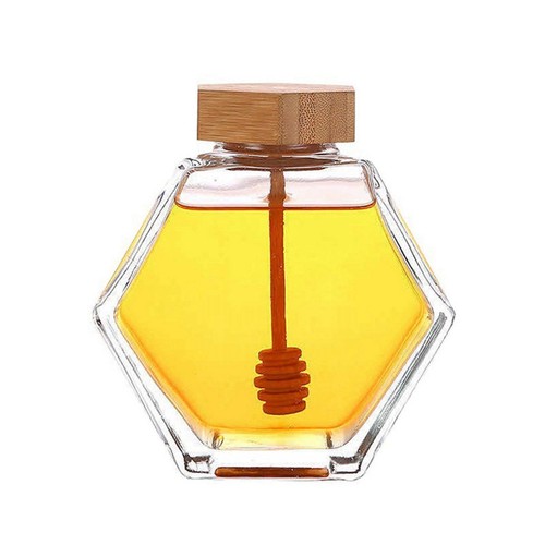 1pc hexagon glass - glass, honey
