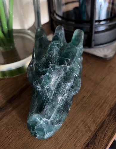 Green fluorite crystal dragon - green,