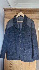 Nigel Cabourn Malory Harris Tweed Blue Jacket 54 EU 44 UK L Ventile Vintage
