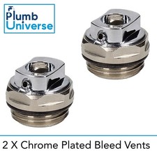 2 x Radiator Bleed Vents Polished Chrome Full Chrome Bleed Valves
