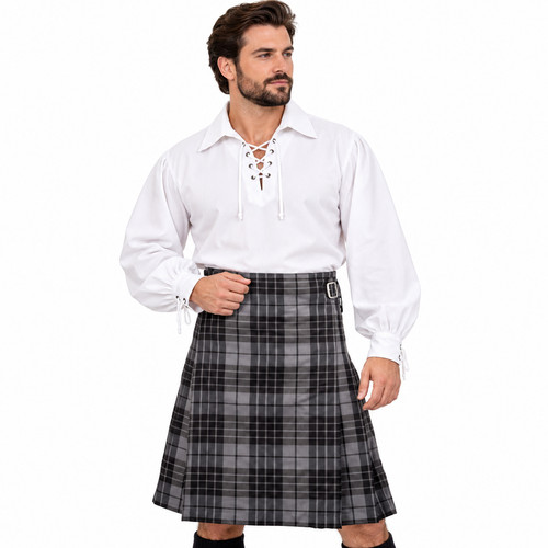 Men grey granite tartan wool - tartan,