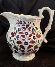 Circa 1830-1840 Staffordshire Milk Pitcher 4-Color Adams Gaudy Floral Type