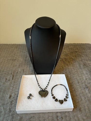 Hematite heart necklace - hematite,