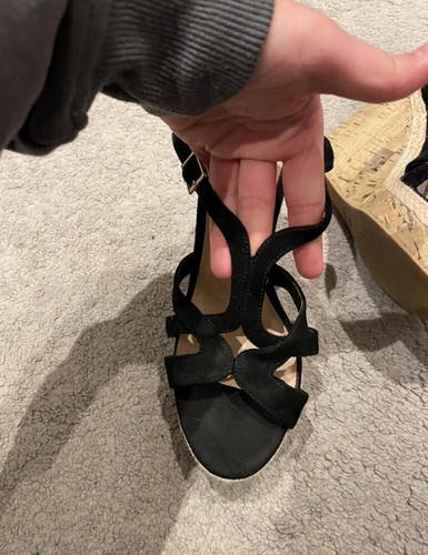 Black wedge heel - black,