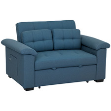 HOMCOM Click Clack Sofa Bed 2 Seater Sofa Bed for Living Room Blue