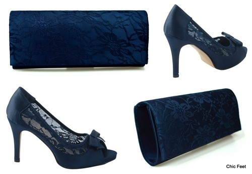 Womens navy blue lace - womens, bow