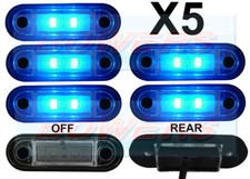 5 x 12V/24V FLUSH FIT BLUE LED MARKER LAMPS / LIGHTS TRUCK VAN LORRY KELSA BAR