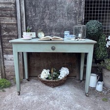 Duck Egg Blue Hand Painted Vintage Country Farmhouse Style Console Kitchen Table