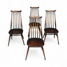 SET OF FOUR ERCOL DINING CHAIRS SOLID ELM AND BEECH GOLDSMITH MID CENTURY C1960s