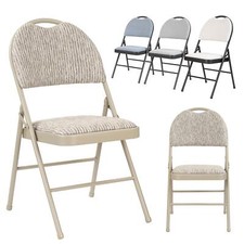 Folding Chairs Padded Fabric Studying Dining Office Event Chair White Grey Beige