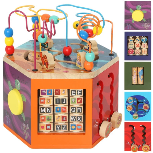 Wooden activity cube - wooden, toys