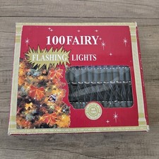 Vintage Retro Christmas Light Fairy Lights Boxed 100 Flashing Un Used Push In