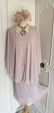 CHESCA Size 22 Pink DRESS, SHAWL & Hat Suit Mother of the Bride Wedding Outfit