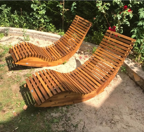 Wooden sun loungers set - loungers,