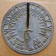 Vtg Brass Sundial Grim Reaper 4.5 Grow Old Along With Me The Rest Is Yet To Be