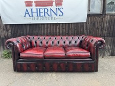 *Vintage Oxblood Leather Chesterfield sofa 3 Seater FREE DELIVERY 🚚*