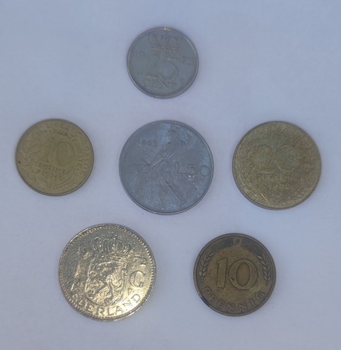 Random old foreign coins - old,