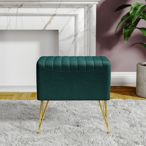 Green velvet ottoman footstool - velvet,