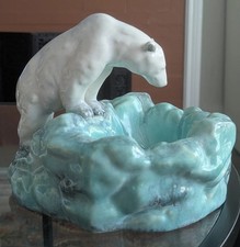 Ditmar Urbach Vtg Art Deco Polar Bear Porcelain Bowl Arctic Sculpture Ashtray