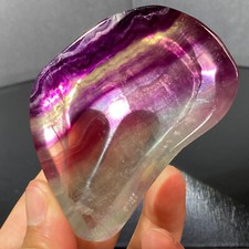 196g Natural Colour Stripe Fluorite Quartz Crystal Carved Bowl Reiki Healing
