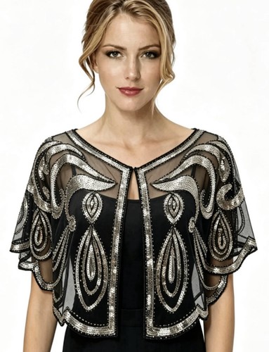Sequinned shawl bolero - bolero, evening