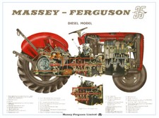 Vintage Massey Ferguson Tractor 35 65 CUTAWAY SALES BROCHURE/POSTER ADVERT A3