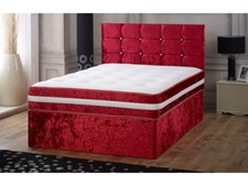 Crushed Velvet Divan bed with memory sprung mattress and 20 inch Headboard
